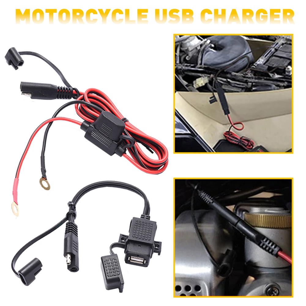 Motorcycle Dual Handlebar Phone USB Cigarette Charger Lighter Socket Waterproof