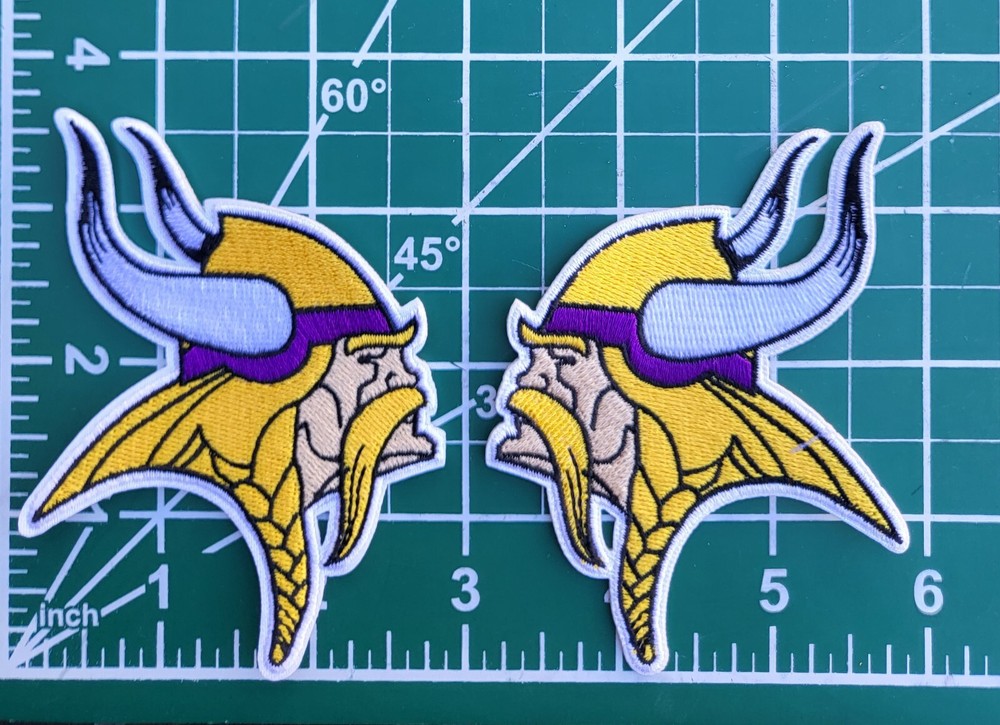Minnesota Vikings 3.75" Iron On Embroidered Sleeve Patch SET ~Free Tracking!