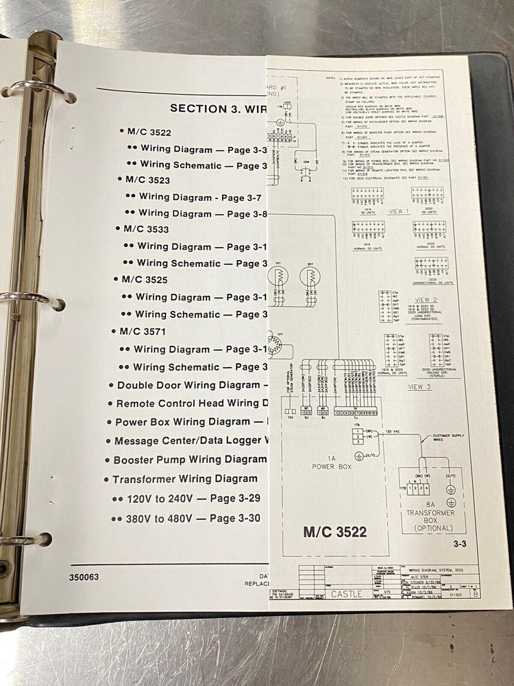 Castle M/C 3500 Sterilizers Autoclave - Users Guide / Instruction Book