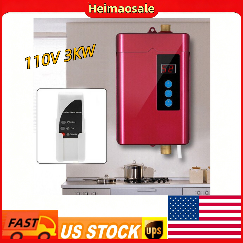 Electric Instant Water Heater-110V 3KW for Kitchen/Bathroom Use 28-55°C Mini