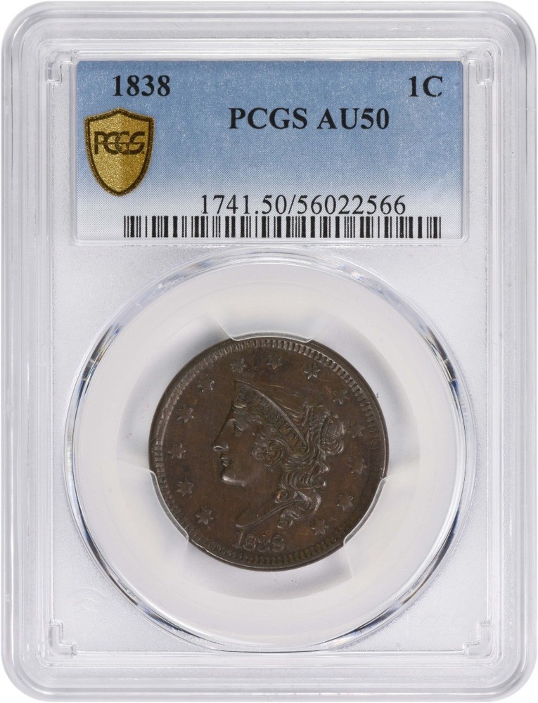 1838 Large Cent AU50 PCGS
