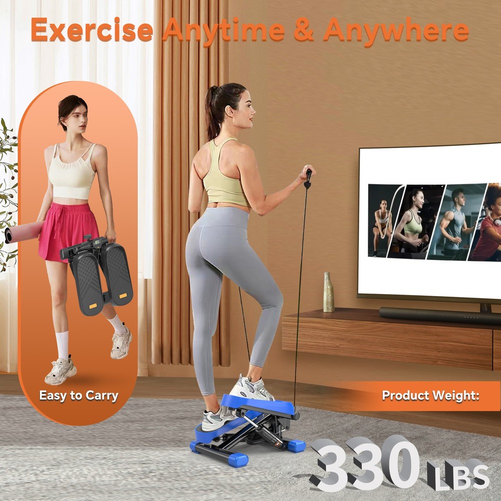Home Office Exercise 330LBS Capacity Workout Mini Stepper with Resistance Bands