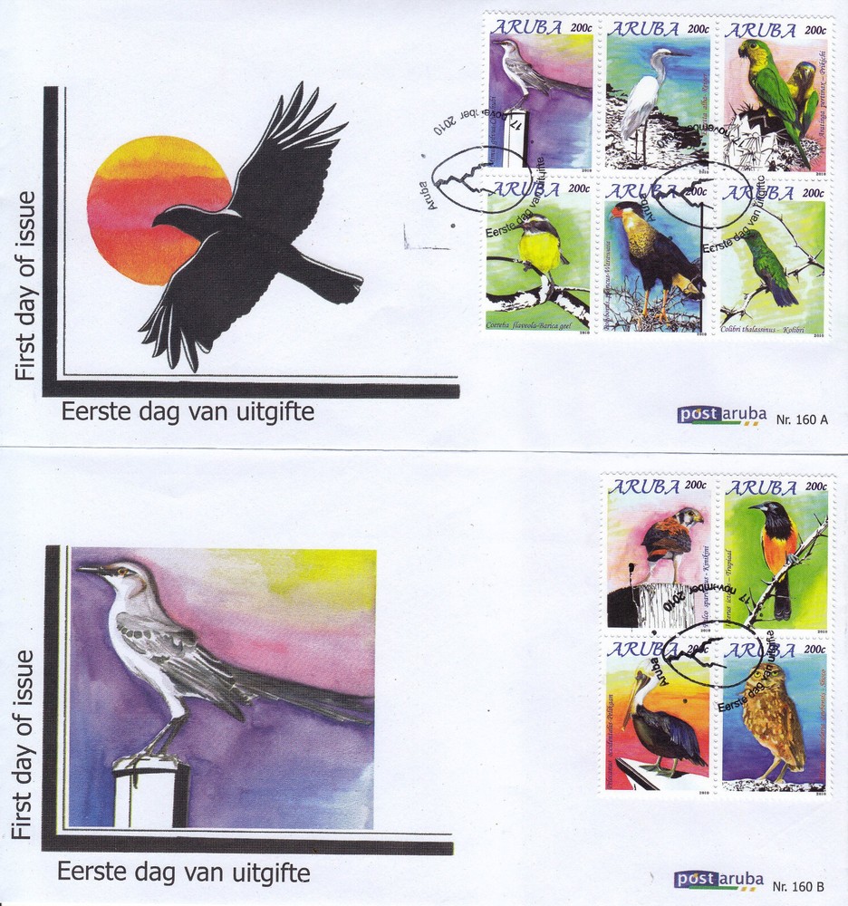 Aruba Issue FDC 2010 (160) Birds