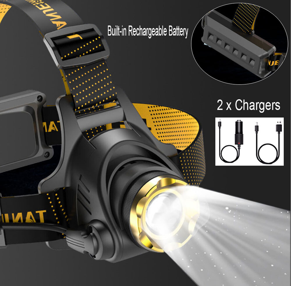LED Headlamp USB Rechargeable Waterproof Headlight Head Lamp Torch Flashlight US
