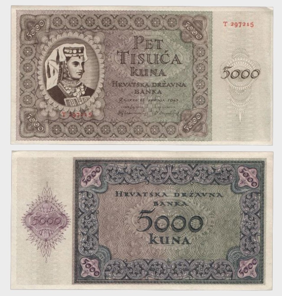 Croatia - 1943 - 5000 Kuna - "aUNC" - #CO415