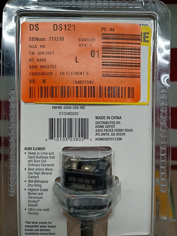 4PK Everbilt EBFBE-5500-240-INC Low-Watt FoldBack ScrewIn Water Heater Element,