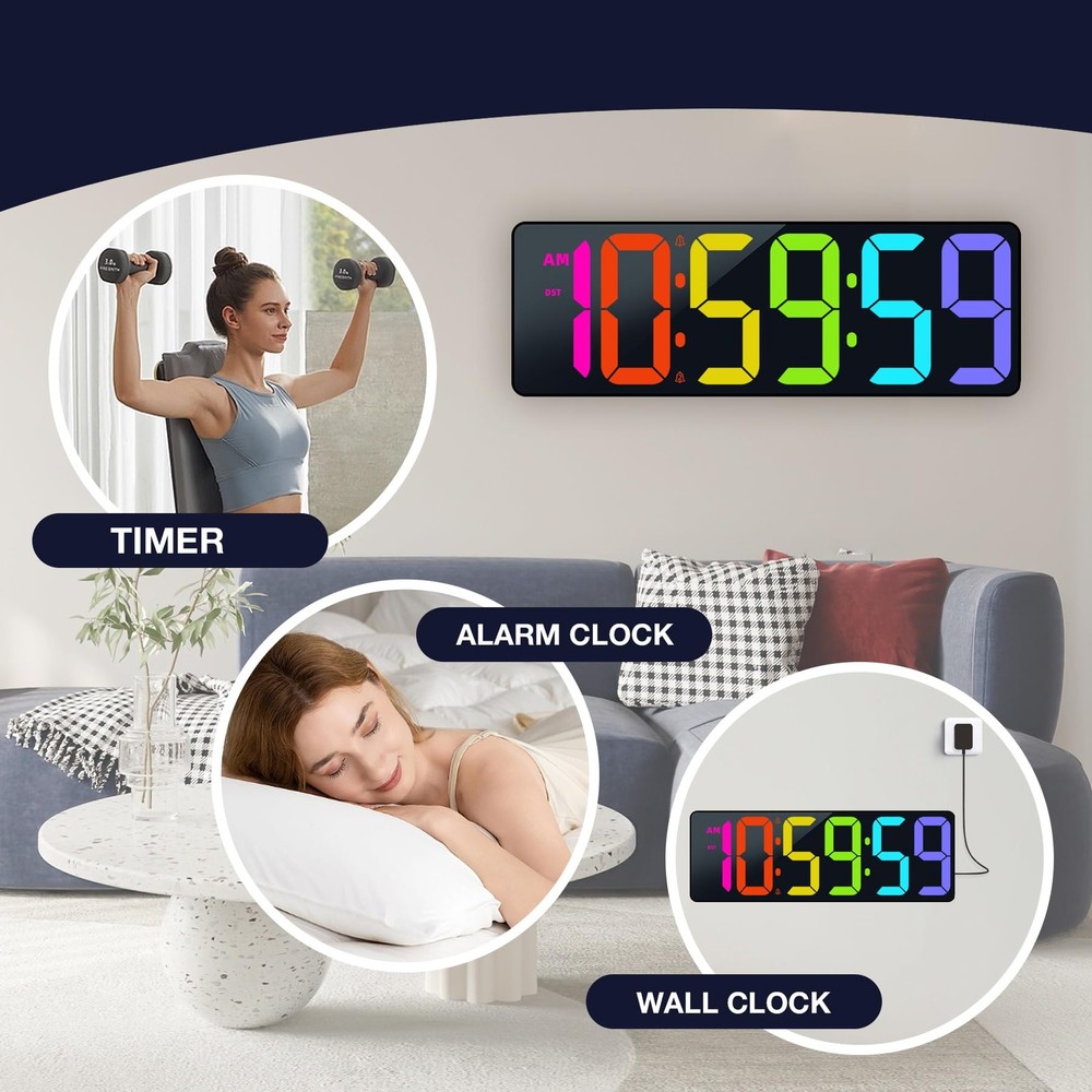 17.2" Large Digital Timer Wall Clock with Remote Control, Count Down Up Digit...