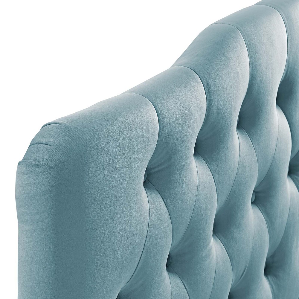 Modway Annabel Diamond Tufted Performance Velvet Queen Headboard in Light Blue