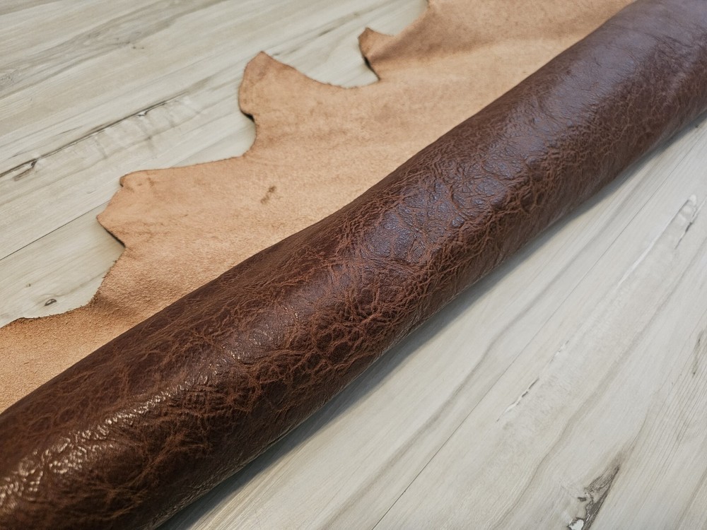 5-6oz VEG TAN MEDIUM BROWN FULL GRAIN SINGLE SHOULDER LEATHER HIDE SHEET,PANEL