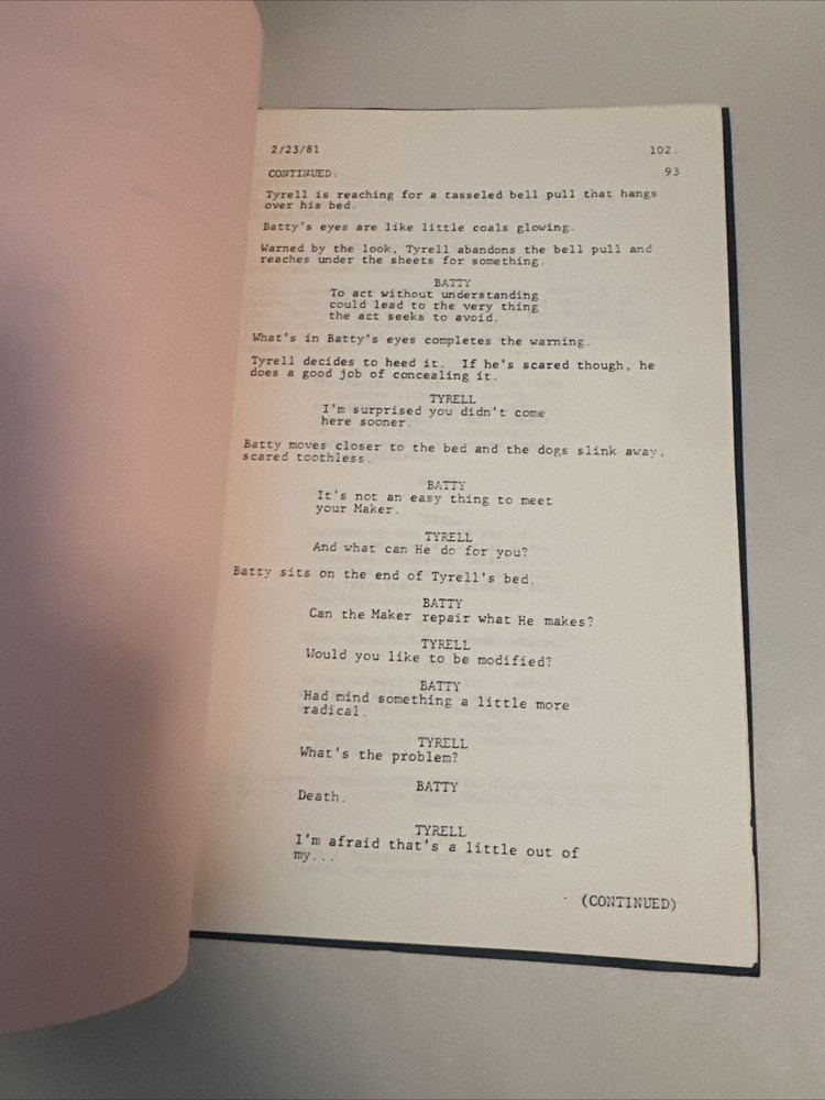 RARE Original BLADE RUNNER Movie Script Screenplay 1982 Harrison Ford Ridley