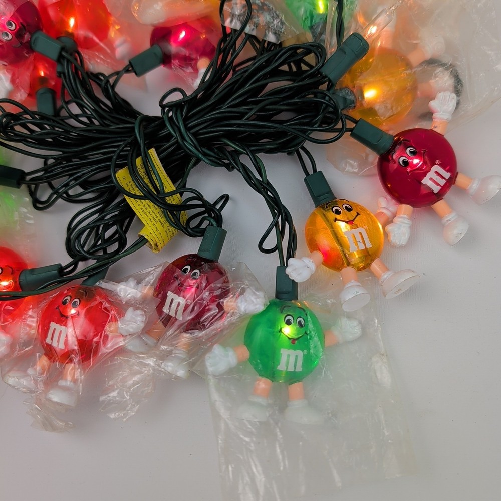 VTG M&M's STRING LIGHTS "Happy" 20 Light Set - 19 Foot String WORKING