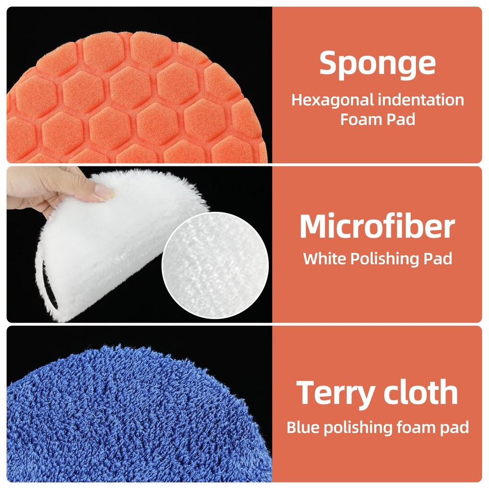 Bufing Polishing Pads - 7Pcs Face for Backing Plate, Car Compound Buffing Spo...