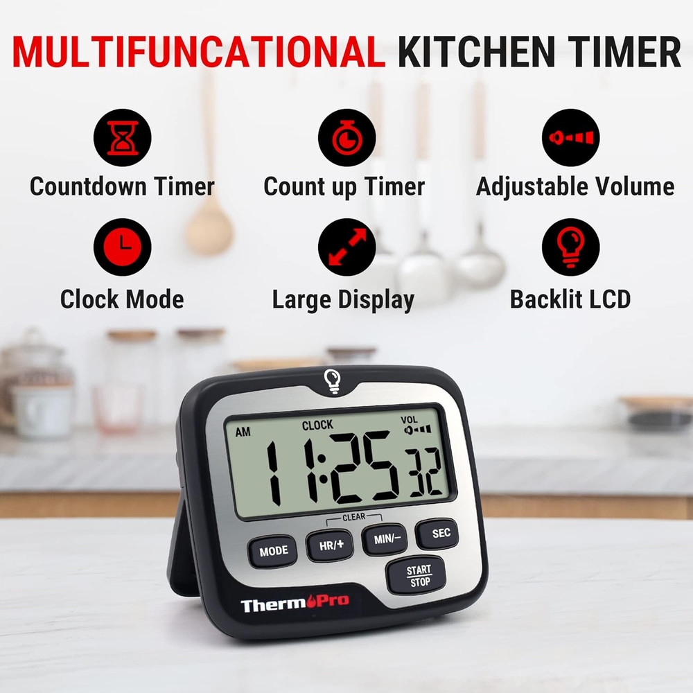 TM01 Kitchen Timers for Cooking with Count up Countdown Timer, Digital Timer for