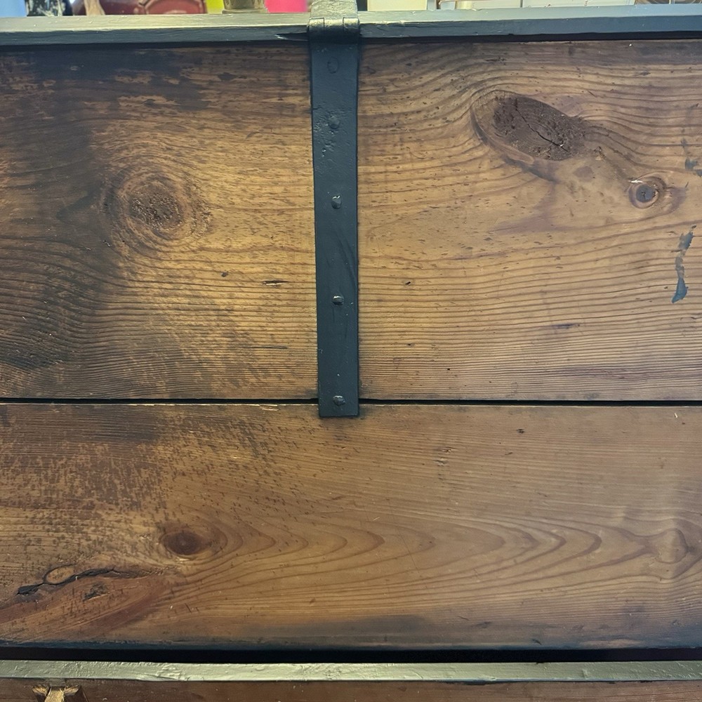 Vintage Large Handmade Solid Wood Large Chest Trunk Storage Black