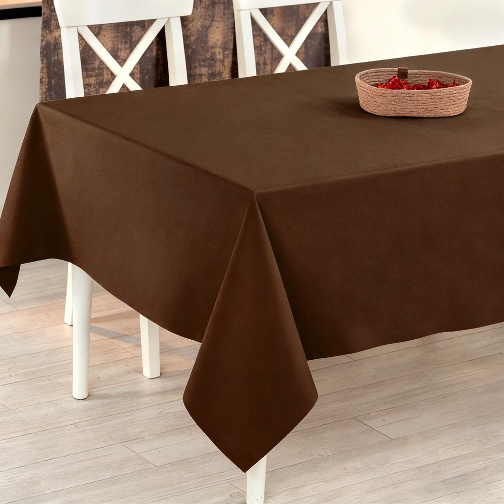 160x250cm Rectangle Tablecloth, Thickened Polyester Table Cloth Dark Brown