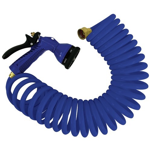 Whitecap 15' Blue Coiled Hose w/Adjustable Nozzle (P-0440B)