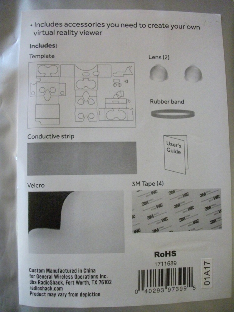 Radio Shack Virtual Reality Viewer Accessory Kit 1711689