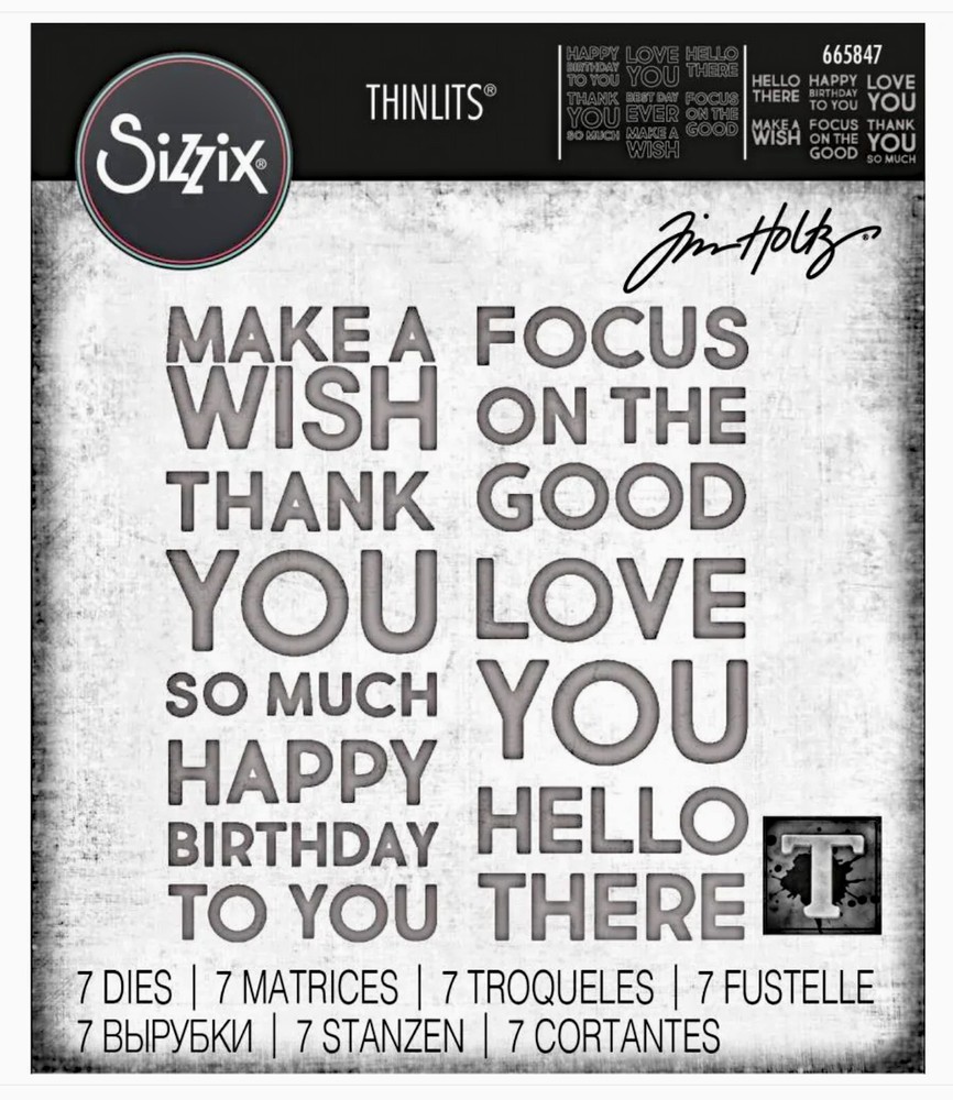 Sizzix Thinlits Bold Text #1 7pc set #665847 Retail $34.99 designer Tim Holtz