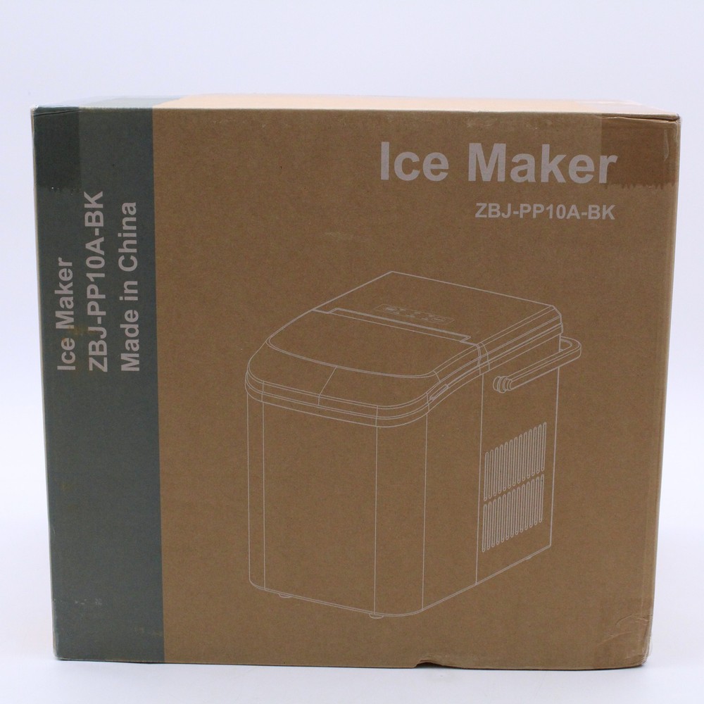 Countertop Ice Maker in Black w/ Handle (Model No. ZBJ-PP10A-BK)