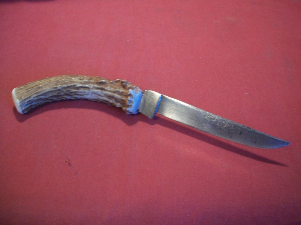 Home Made Patch Knife With Stag Antler Handle