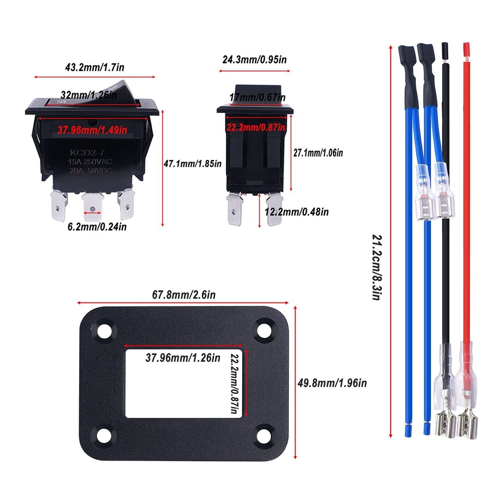 RV Jacks Switch Leveling Reverse Polarity Rocker Switch 20A 12V DC Power Stab...