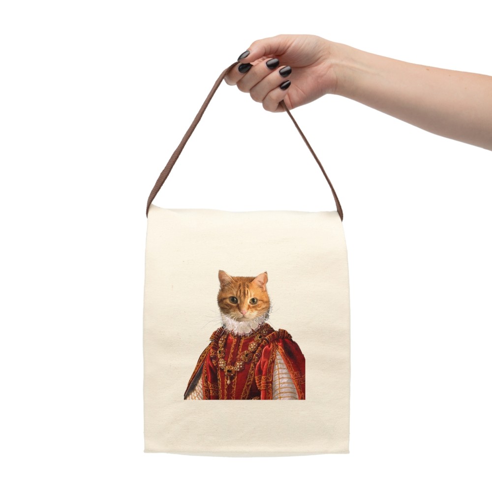 Joanie the Cat Canvas Lunch Bag With Strap