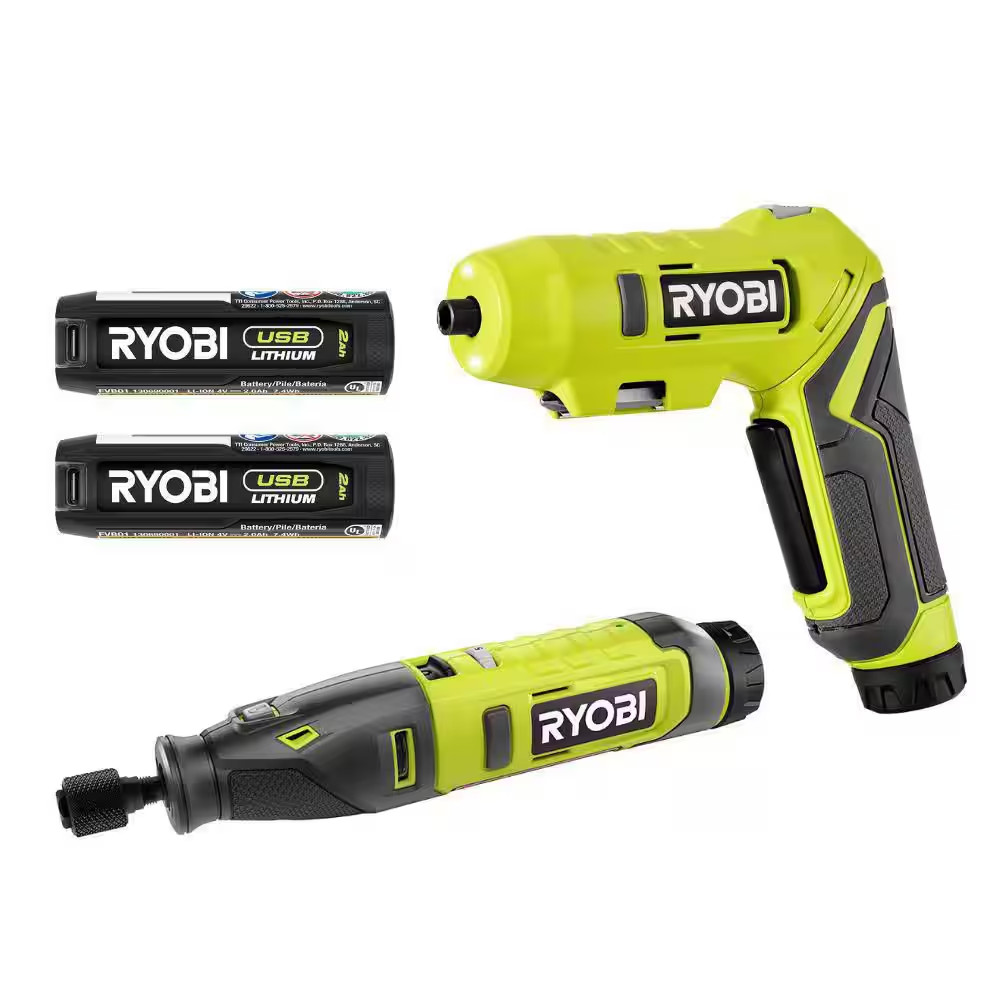 USB Lithium 2-Tool Combo Kit with Screwdriver, Rotary Tool, (2) Batteries, and (