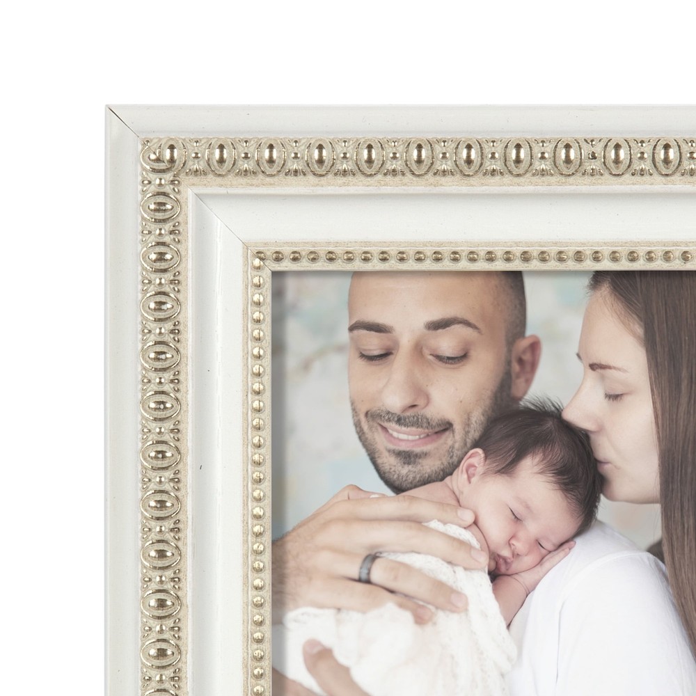 5x7 White Ornate Decorative Tabletop Picture Frame