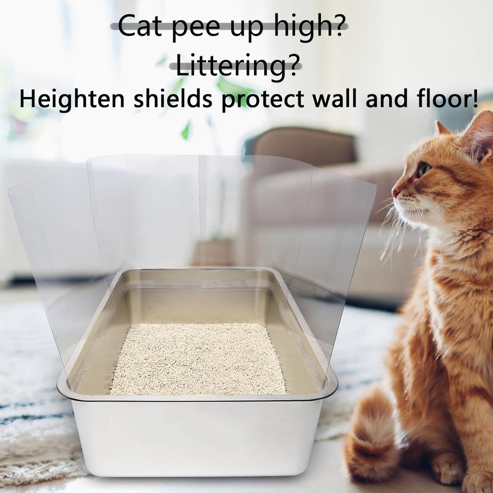 YOILES 3PCS Cat Litter Box Pee Shields,Transparent Easy Clean One Size, clear