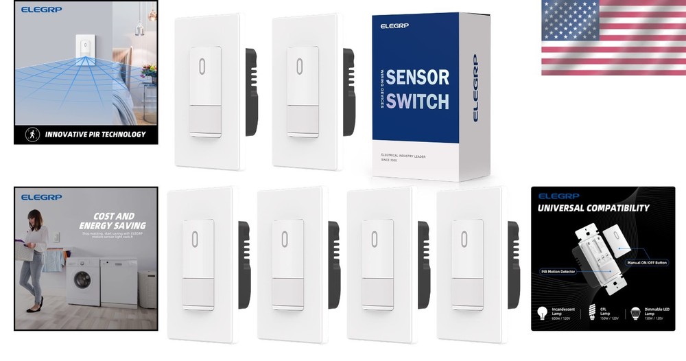 Occupancy Motion Sensor Light Switch, PIR Infrared Motion Activated Wall Switch,