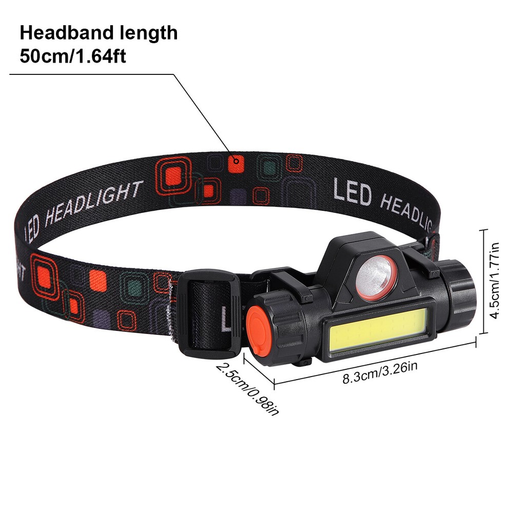 2X COB LED Headlamp USB Rechargeable Waterproof Headlight Head Light Flashlight