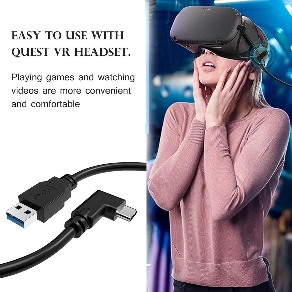 14ft Link Cable for Oculus Quest 2 Type-C Right Angle to USB A 3.2 Charging Cord