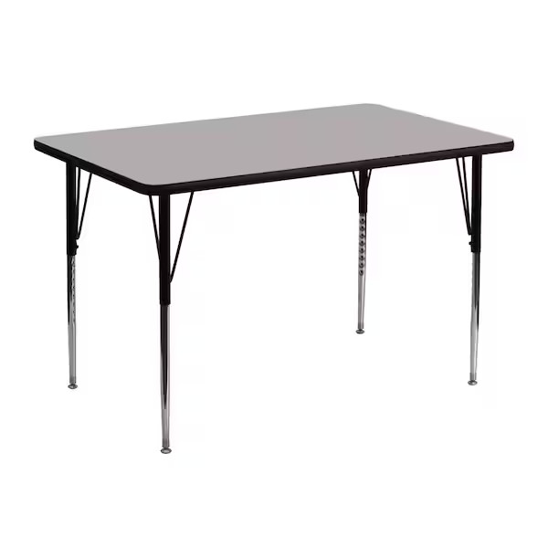 Rectangle Activity Table, Chrome, Laminate, Particleboard, Steel, Grey Flash
