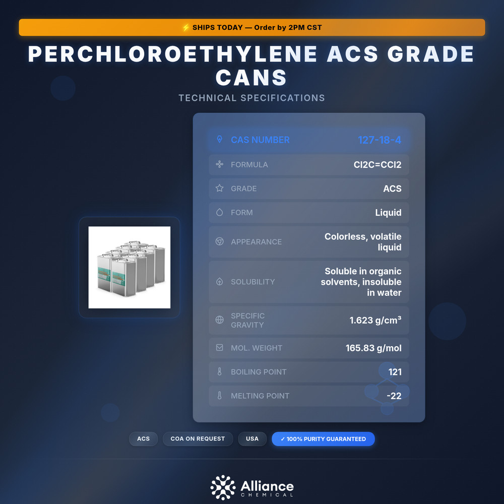 Perchloroethylene ACS Grade - 8 Quart Cans
