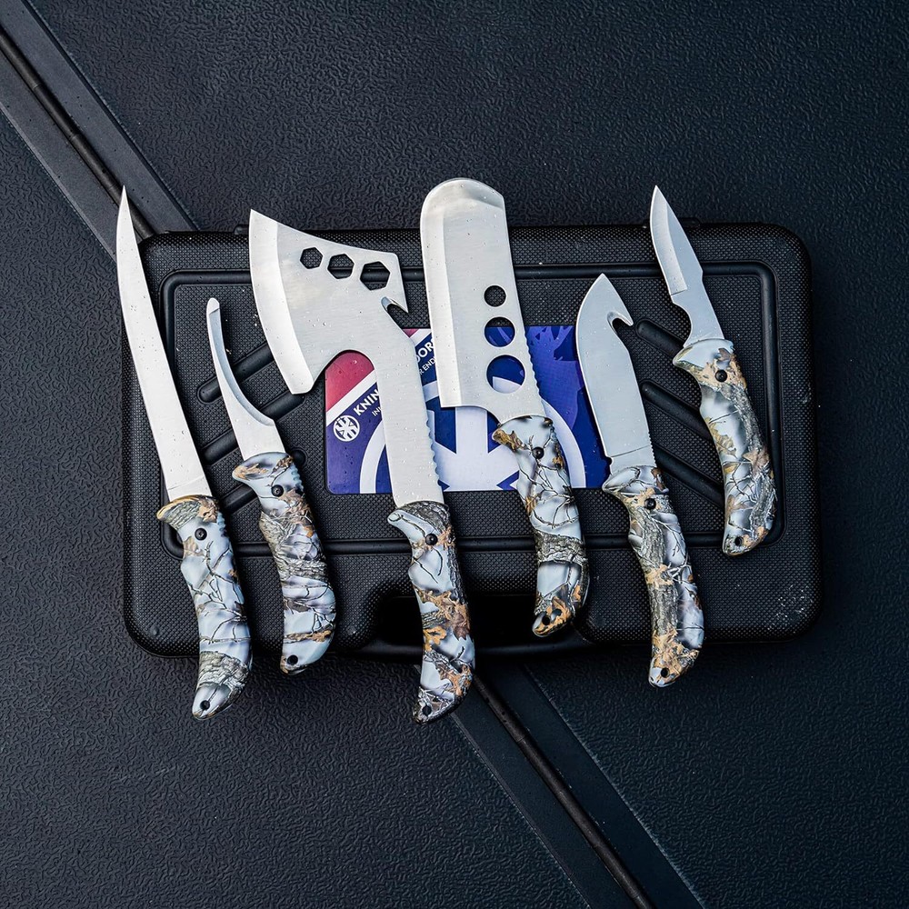 Knife Set Field Dressing Kit Portable Butcher Game Processor Set, 12 Pieces