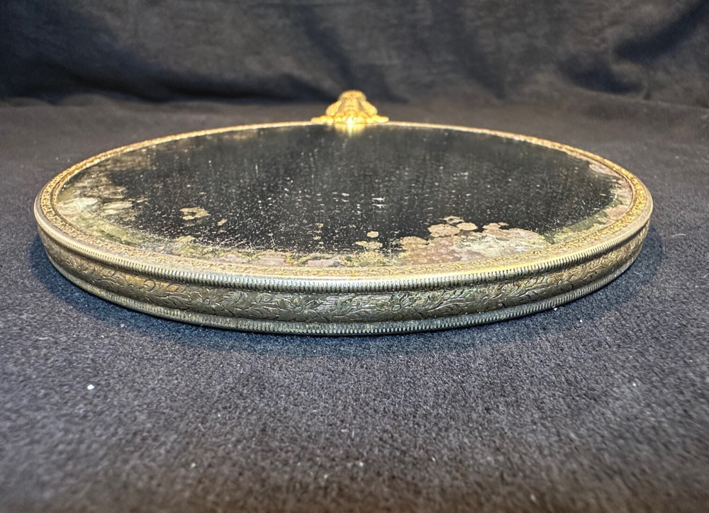 Vintage Engraved Omalu 2 Sided Vanity Hand Mirror