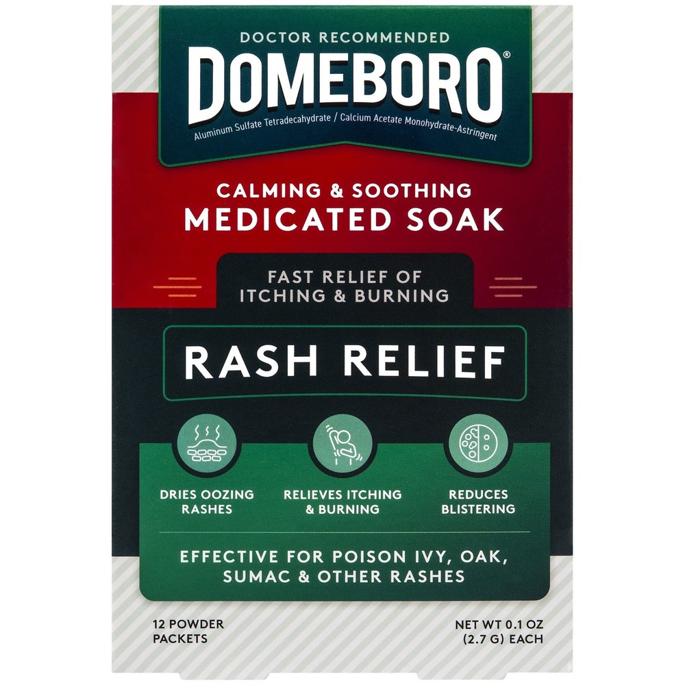 Domeboro Medicated Soak Rash Relief (Burow’s Solution), 12 Count (Pack of