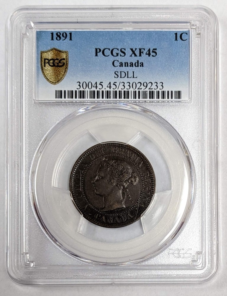 1891 Canada 1c SDLL PCGS XF 45