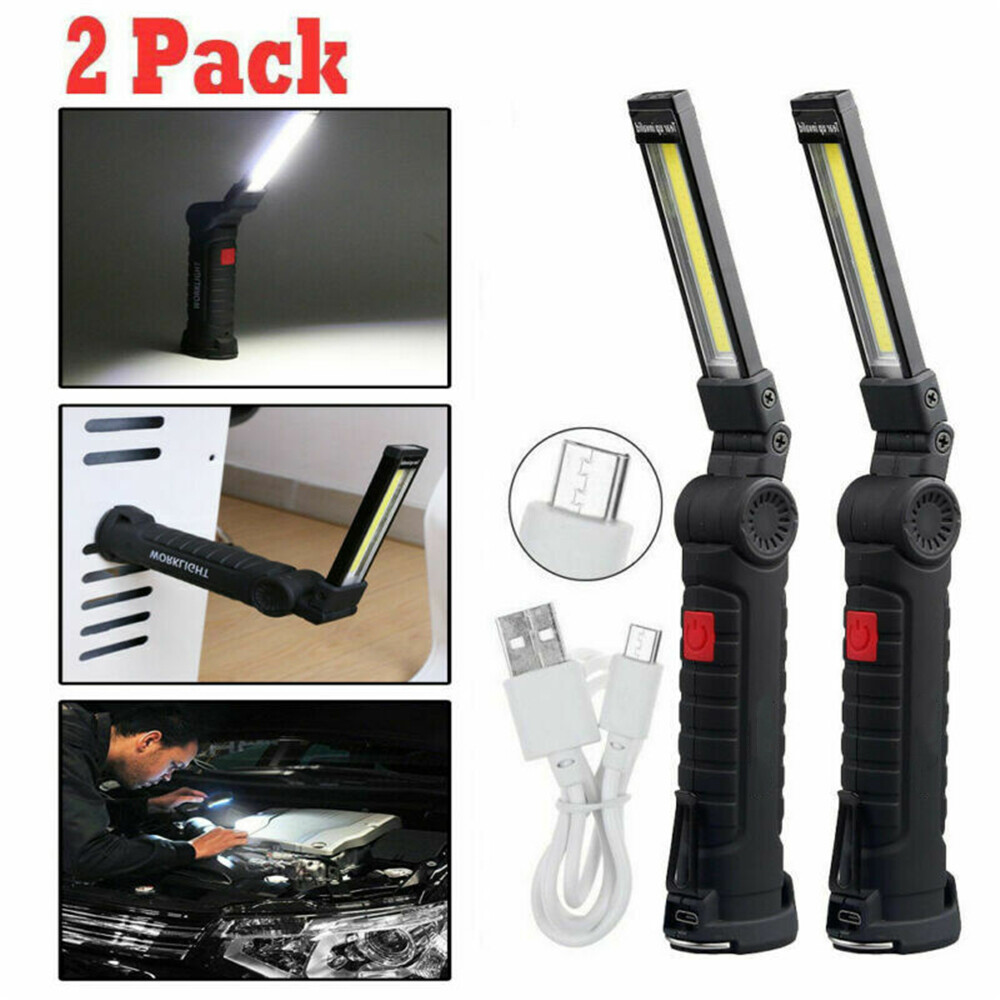 2x Set Multifunction Super Bright LED Work Lights Rechargeable Flashlight