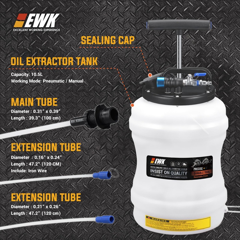 EWK 10.5L Pneumatic/Manual Oil Extractor Pump for Change, Fluid