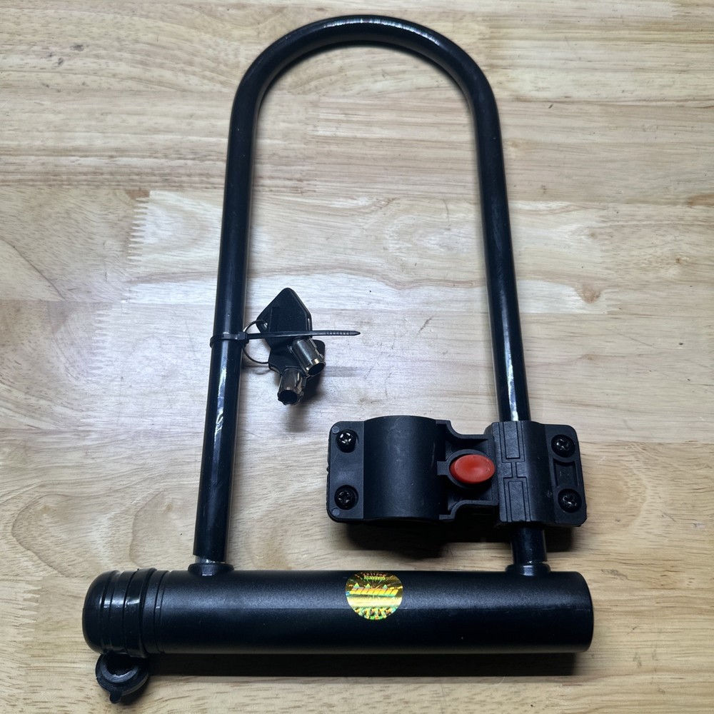 Motorcycle Scooter Anti-theft Security Lock U Shaped, Two Keys and Carry Bracket
