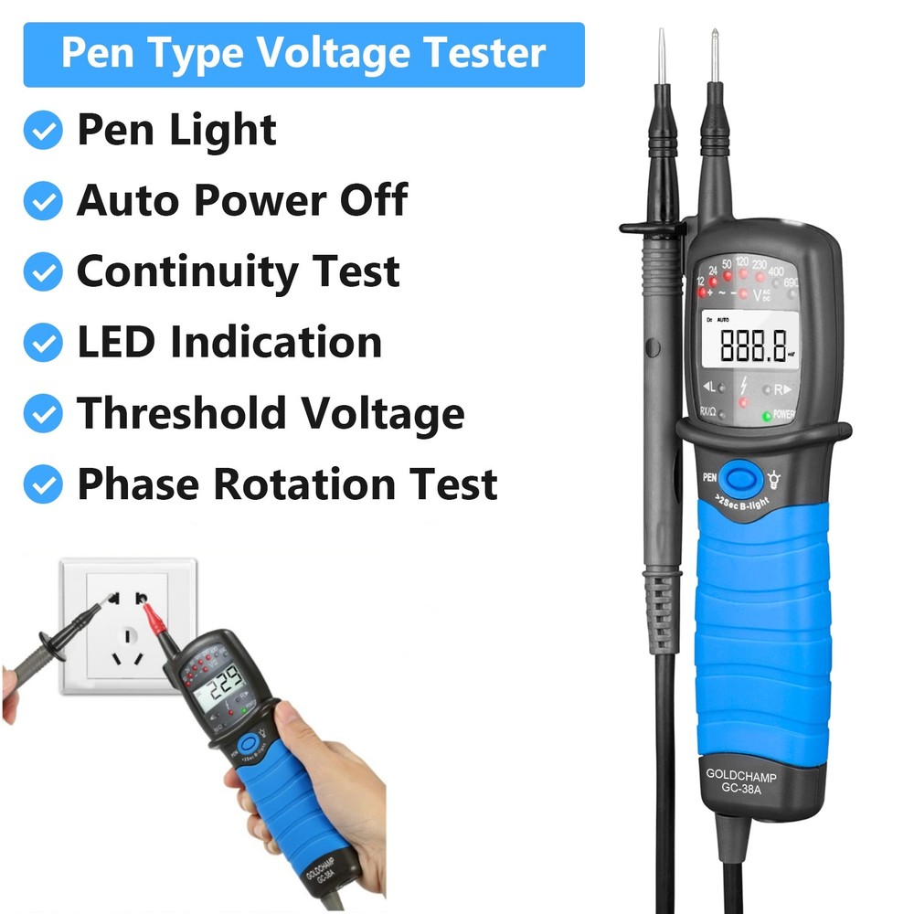 AC/DC Voltage Phase Tester 690V Voltmeter Digital LEDs Phase Rotation Continuity