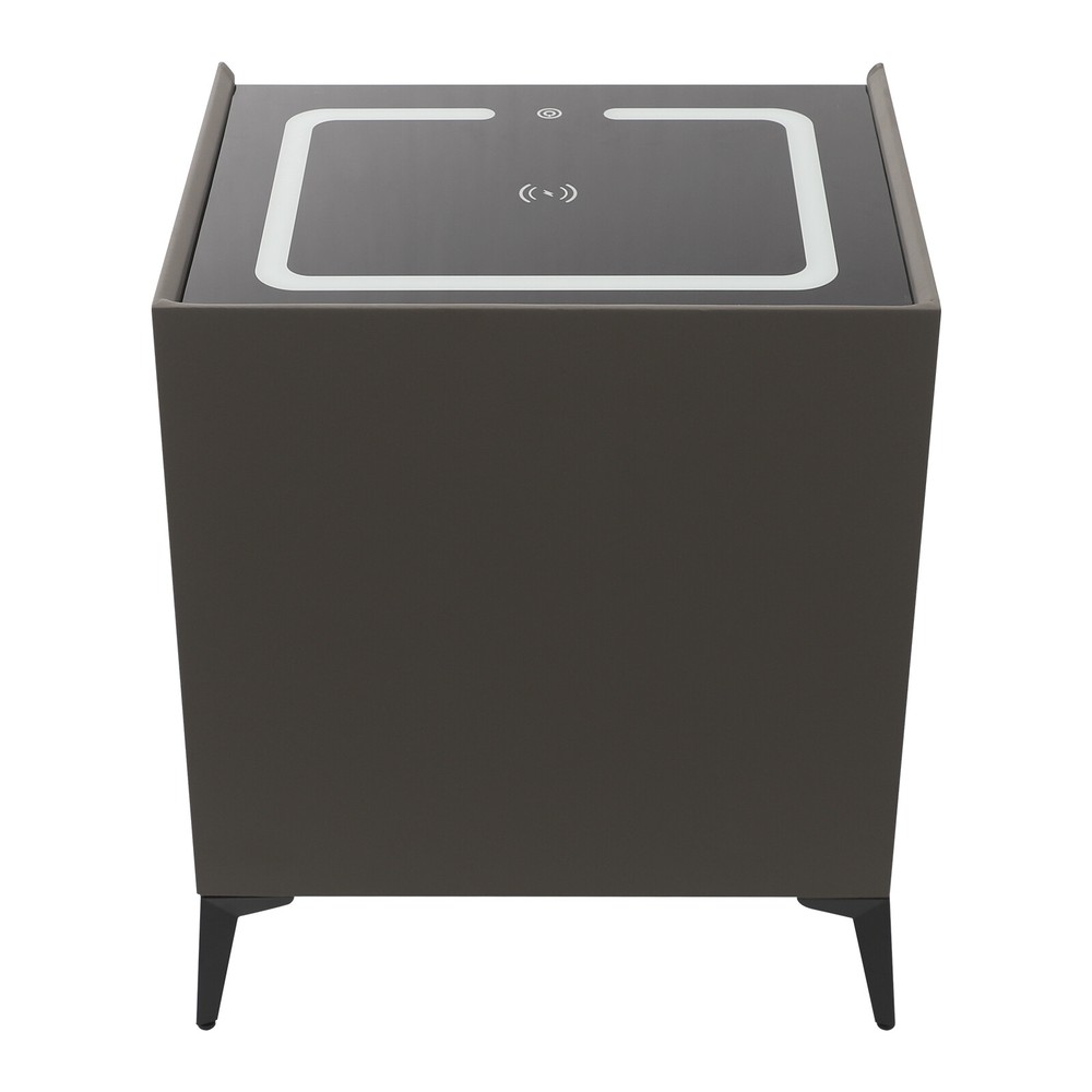 Smart Bedside Table + Three-color Light+Drawers+Usb&wireless Charging Dark Grey