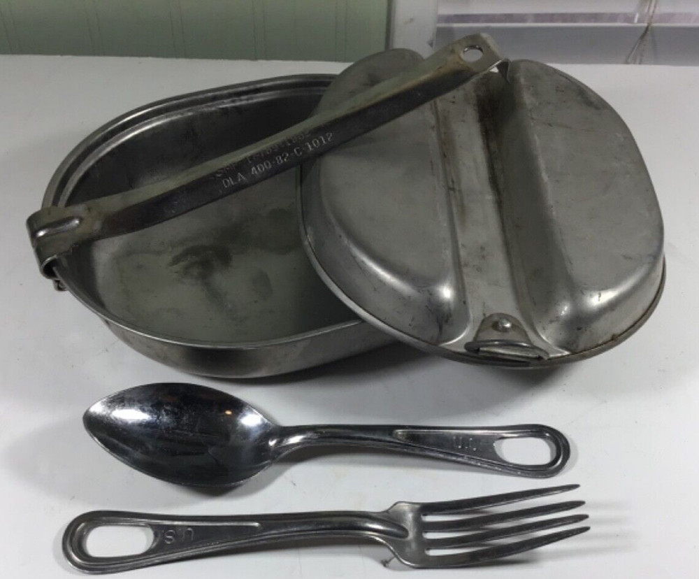 US Mess Kit Stainless Steel w/ Spoon & Fork