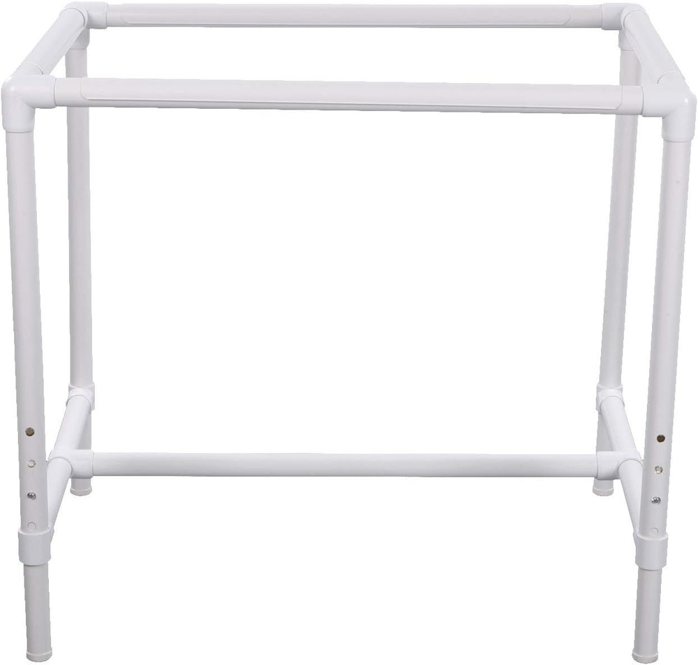 Adjustable White Quilter's Floor Frame for Comfortable Crafting