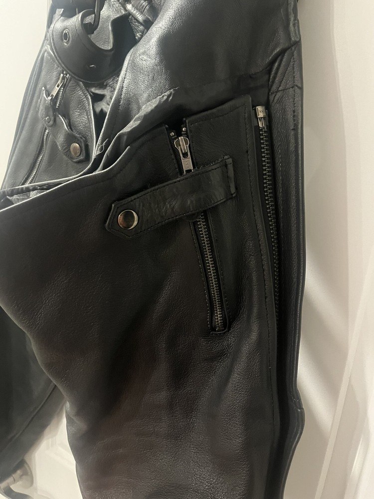 Jammin Leather Motorcycle Chaps Black Size Medium