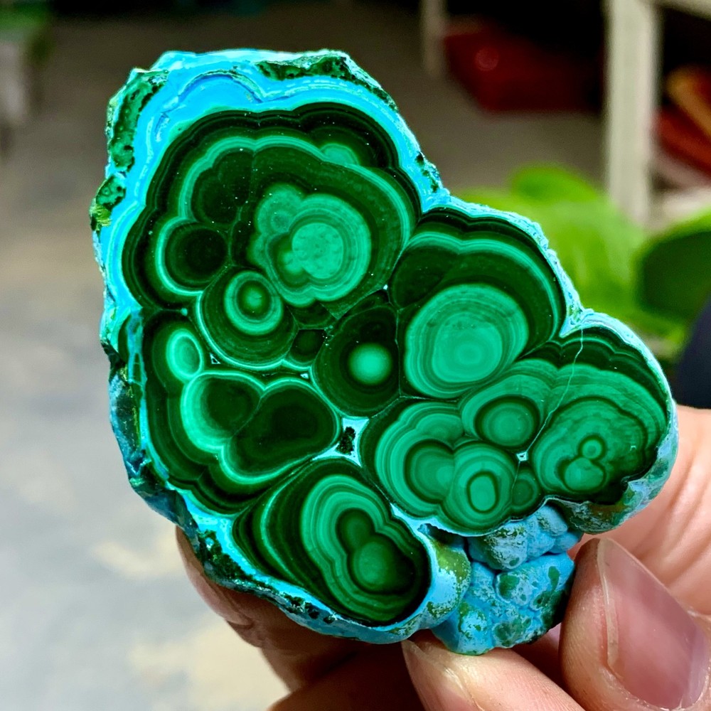 105G Natural Chrysocolla/Malachite transparent cluster rough mineral sample