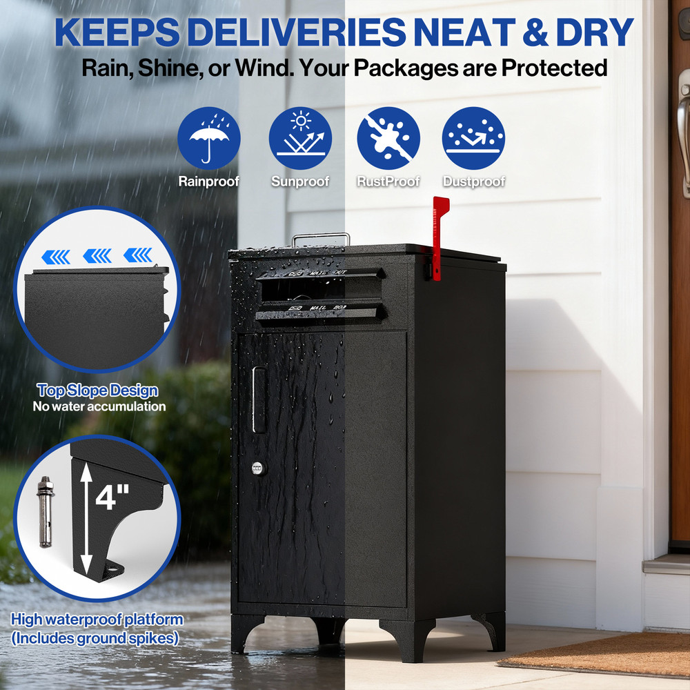 Large Package Delivery Boxes for Outside, Locking Parcel Drop Box Anti-Theft