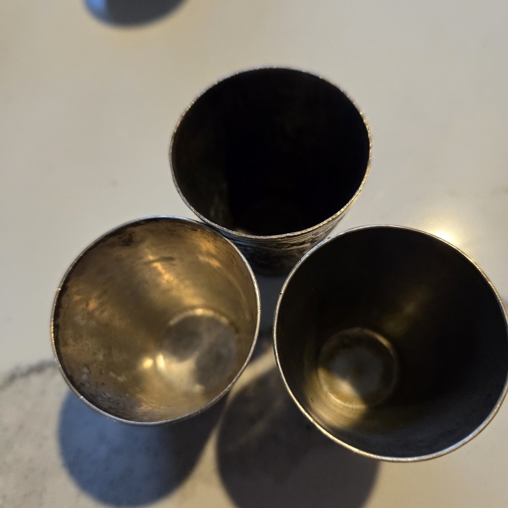 Set Of 3 Middle Eastern Solid Silver Shut Marked 84