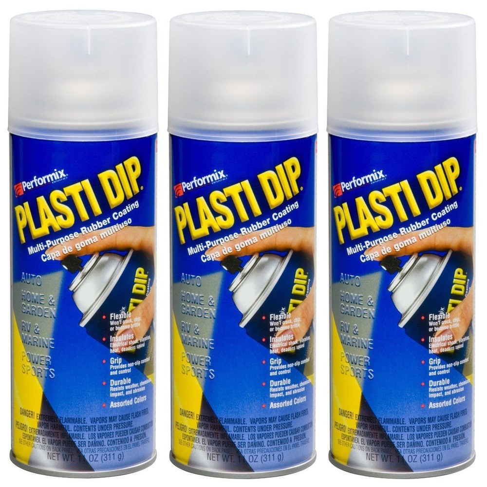Plasti Dip Performix 3 Pack CLEAR 11OZ Spray CAN Rubber Handle Coating
